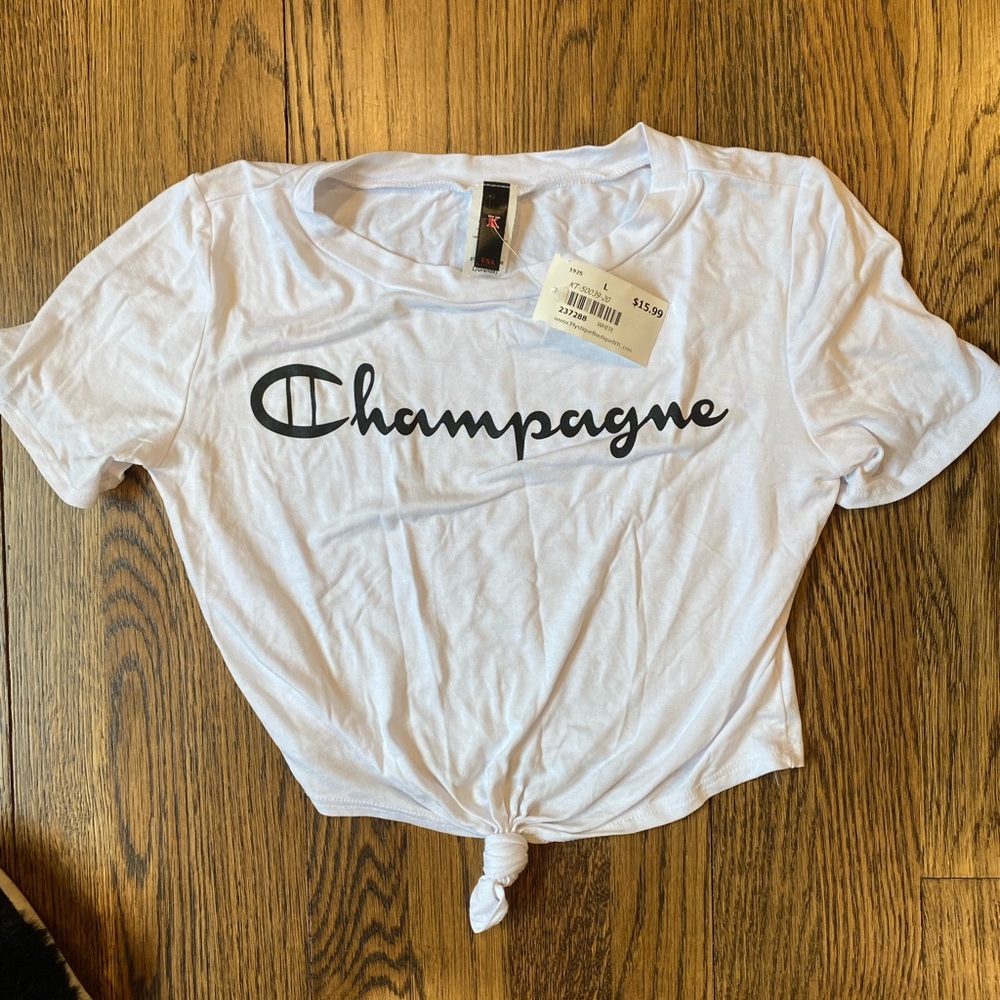 Champagne tie front tee